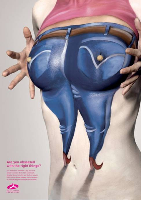 Publicités graphique pour la prévention du cancer du sein (bodypainting) 1