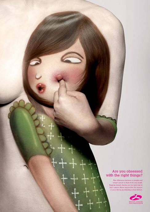 Publicités graphique pour la prévention du cancer du sein (bodypainting) 3