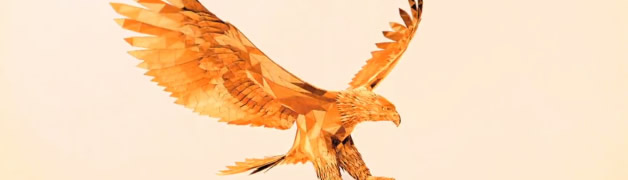 Superbe animation 3D d'un aigle en origami 2