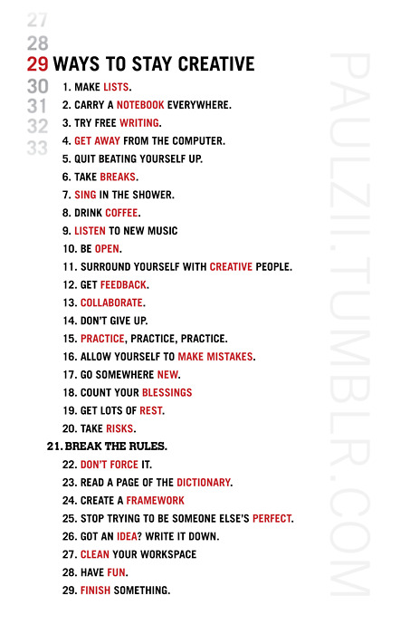 29 choses pour rester créatif 1