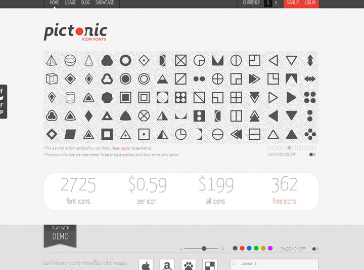 icons font - pictonic