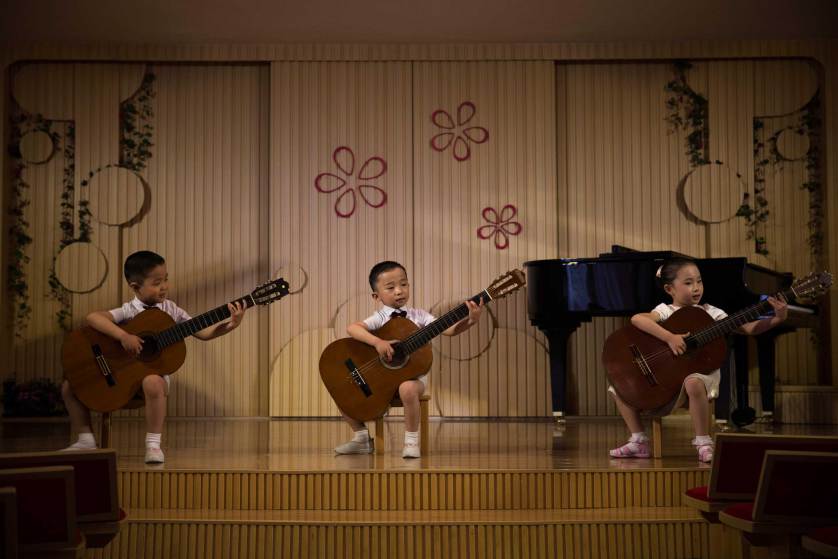 North Korean children perform at the Pyongyang Kyongsang Kindergarten. Photo by David Guttenfelder