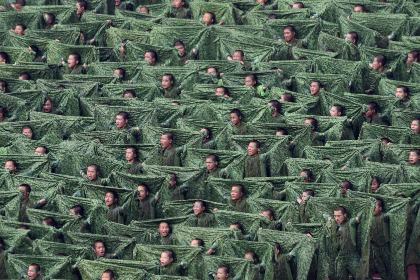 Performers take part in the opening ceremony of the 2015 IAAF World Championships athletics event at the "Bird's Nest" National Stadium in Beijing on August 22, 2015. AFP PHOTO / FRED DUFOURFRED DUFOUR/AFP/Getty Images