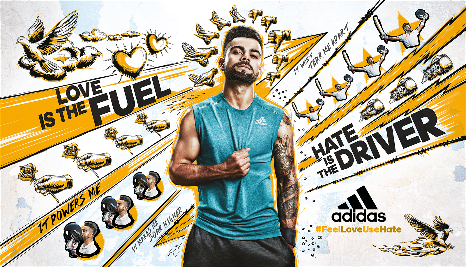 Adidas yellow poster 30x17 inch