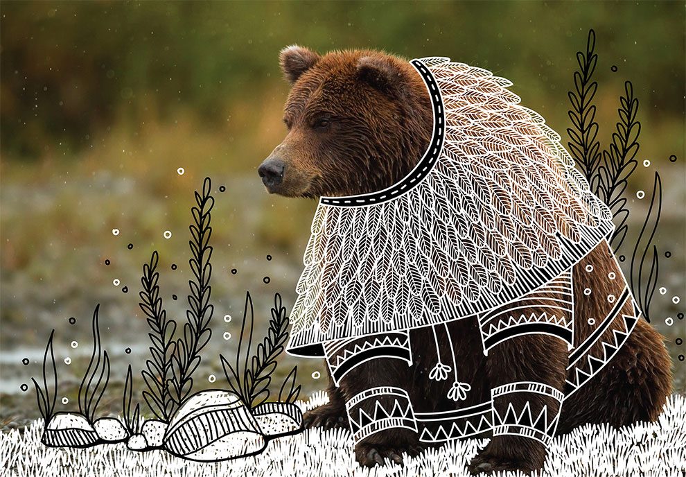 [Doodle Mix dessin-photo] De superbes illustrations Tribal sur des animaux