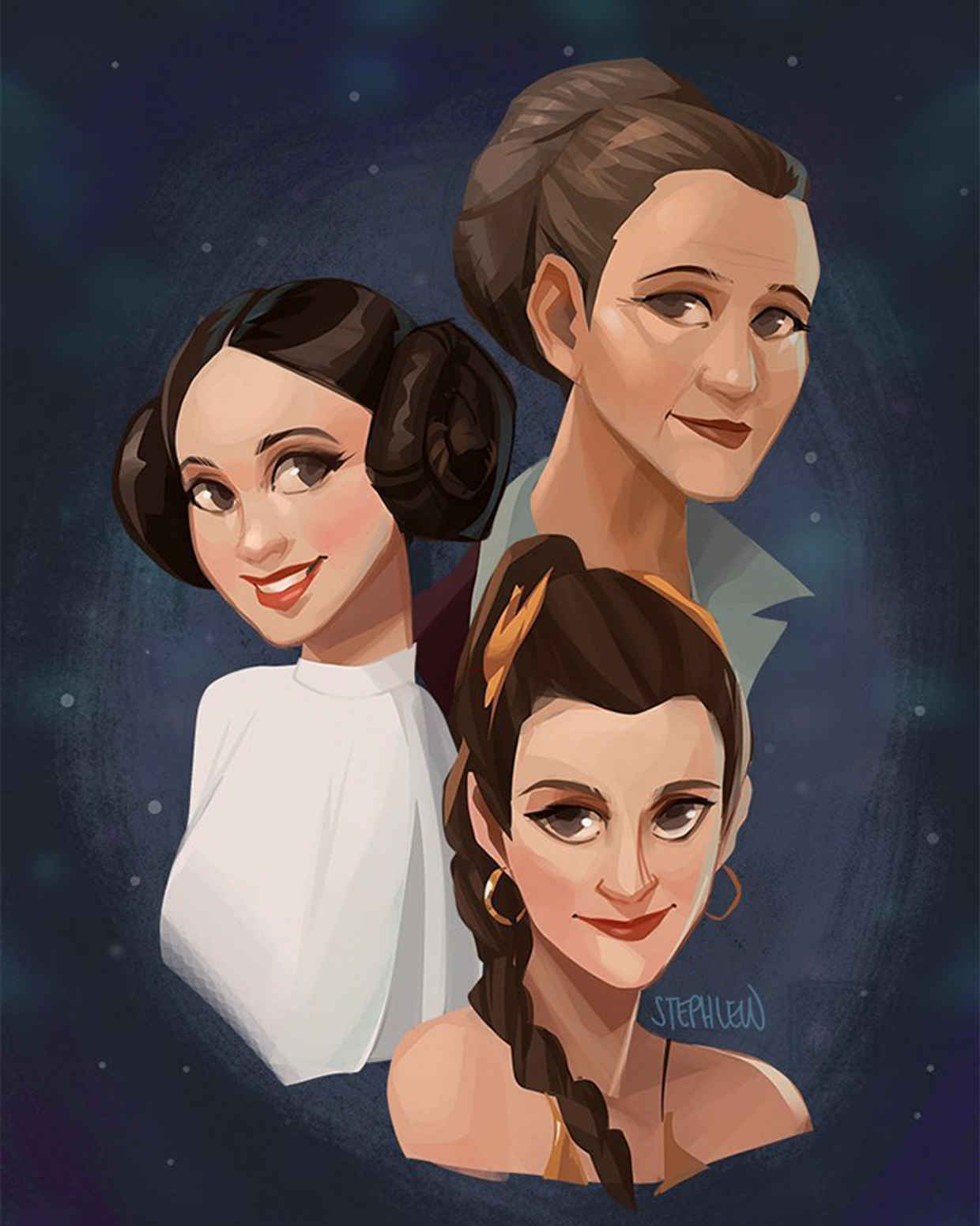 Les hommages en illustrations de Carry Fisher ou Princesse Leia dans StarWars 15