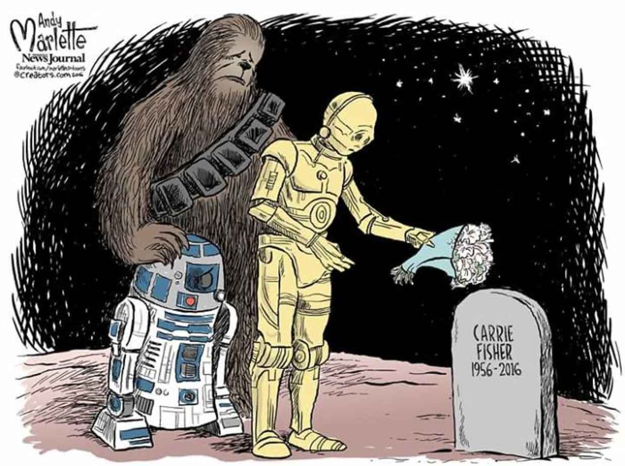 Les hommages en illustrations de Carry Fisher ou Princesse Leia dans StarWars 23