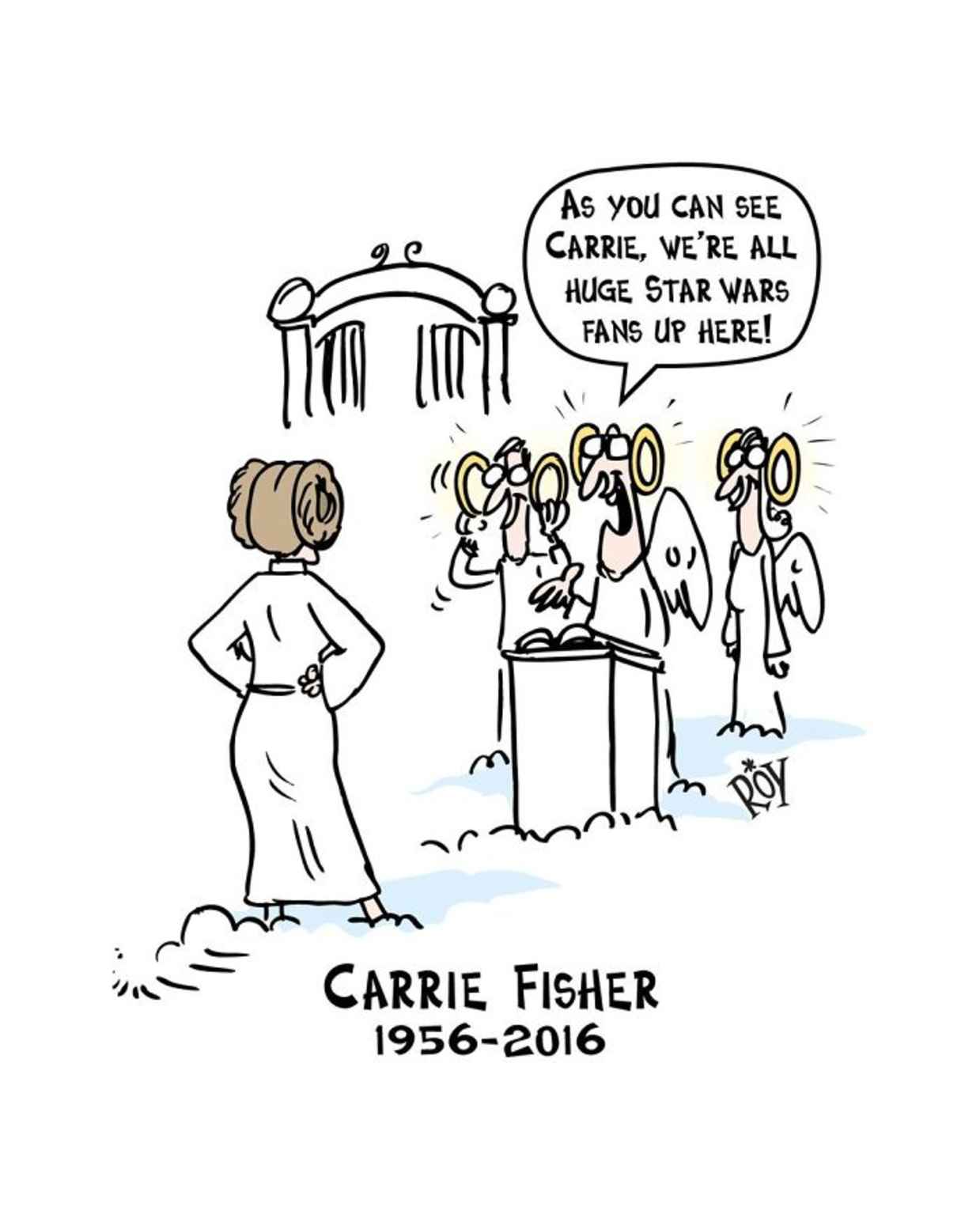 Les hommages en illustrations de Carry Fisher ou Princesse Leia dans StarWars 20