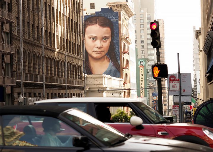 StreetArt - Portrait géant de Greta Thunberg 1