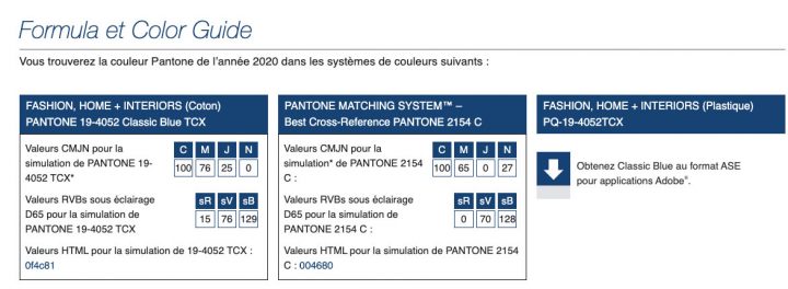 Couleur Pantone 2020 - Classic Blue 19-4052 1