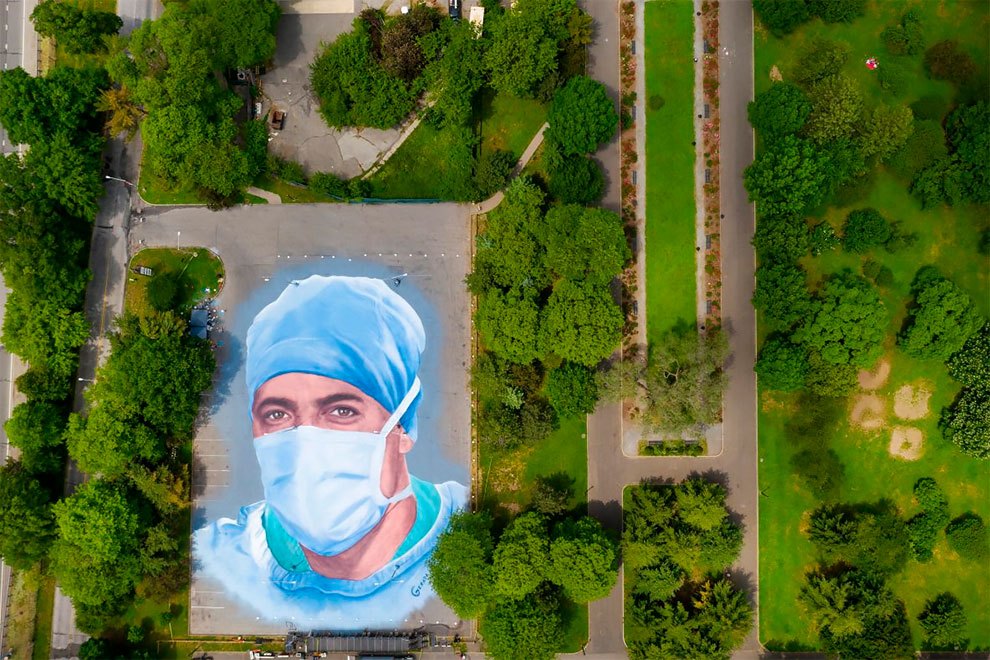 Street art en hommage aux soignants décédés du Covid