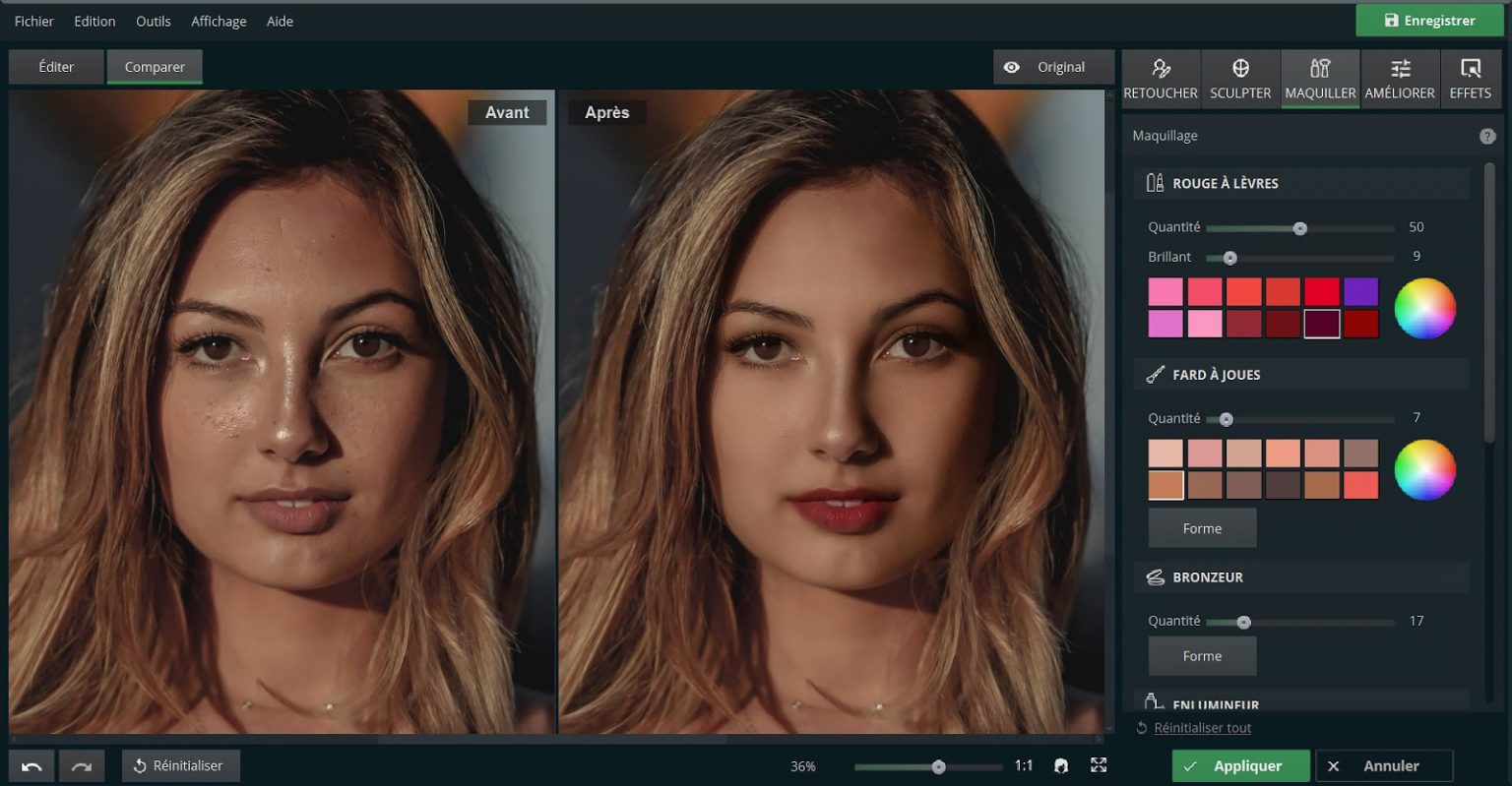 PhotoDiva Logiciel de retouche des photos du visage gratuit Olybop