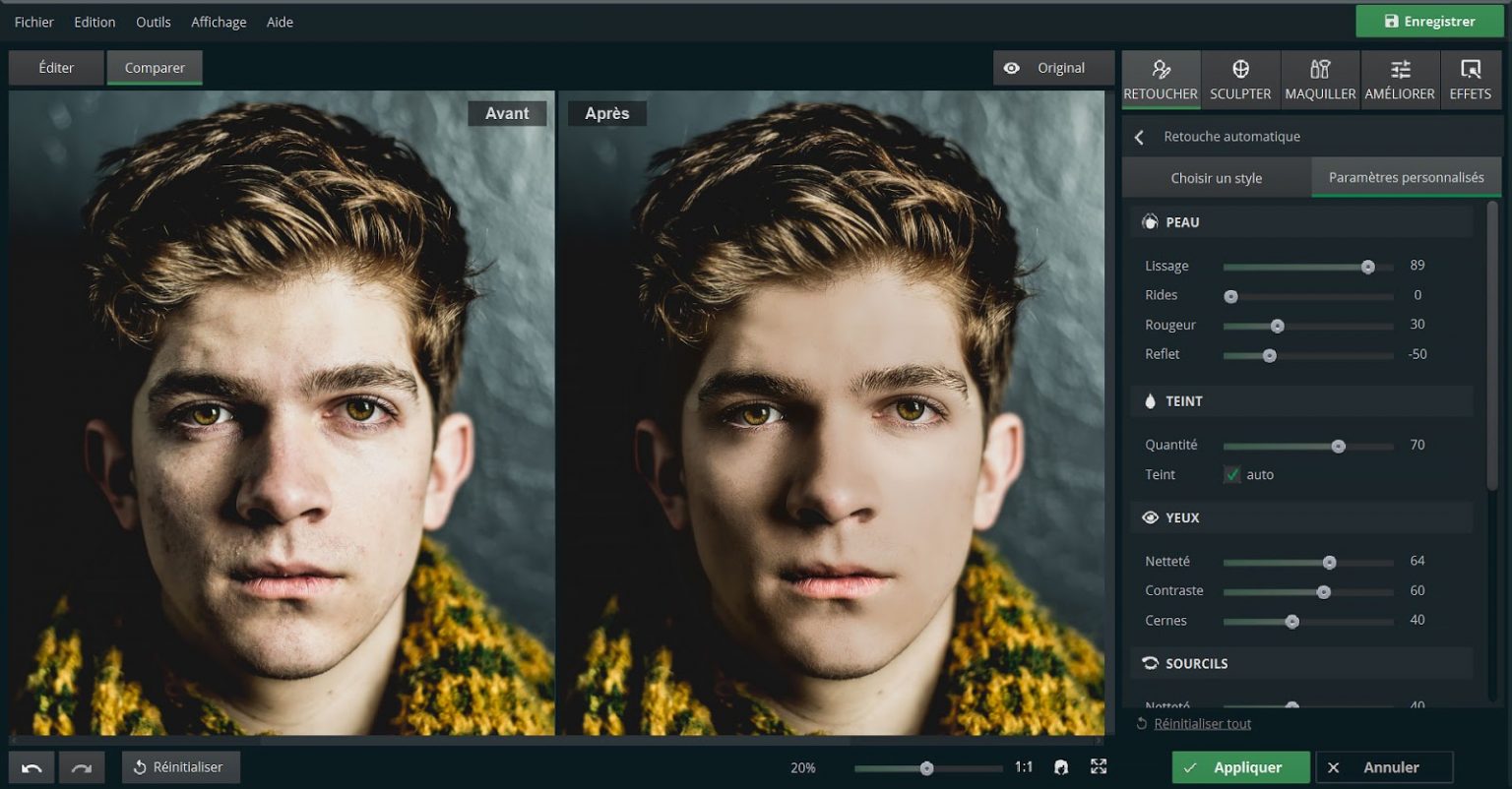 PhotoDiva Logiciel de retouche des photos du visage gratuit Olybop