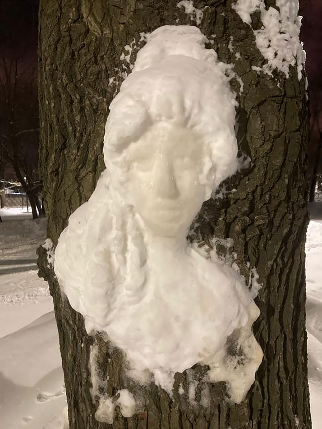 12+ belles sculptures en neige sur des arbres 9